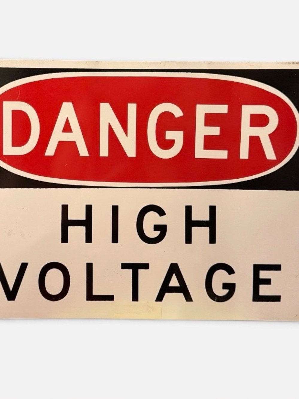 Vintage~Danger High Voltage~Sign~Yellow Back~Collectible~Warning Message